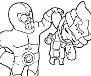 Coloriage Le combat du jeu Brawl Stars El primo et Sandy dormant