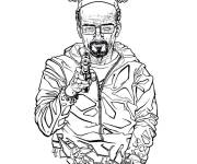 Coloriage et dessins gratuit Heisenberg tenant son pistolet à imprimer