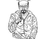 Coloriage Heisenberg tenant son pistolet