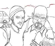 Coloriage Jesse et Walt au crayon