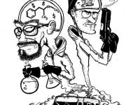 Coloriage Walter et Jesse en caricature