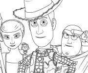 Coloriage Buzz l'&eacute;clair avec Jessie et Woody