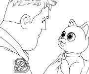 Coloriage Buzz l'&eacute;clair avec le chat