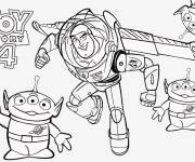 Coloriage Buzz l'&eacute;clair et les martiens dans le film Toy Story 4