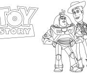 Coloriage Buzz l'éclair et Woody de dessin animé Toy Story