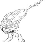 Coloriage Buzz l'&eacute;clair tire de son pistolet d'eau