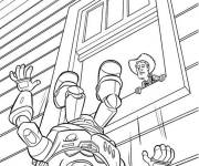 Coloriage Buzz l'&eacute;clair vole dans l'espace diff&eacute;remment