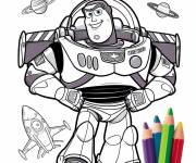 Coloriage Buzz Lightyear avec des crayons de couleur