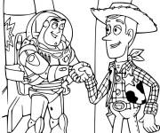 Coloriage et dessins gratuit L'amitié de Buzz l'éclair et Woody à imprimer