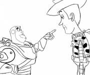 Coloriage L'astronaute Buzz l'éclair avec le cow-boy Woody