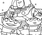 Coloriage L'astronaute Buzz l'éclair avec les extraterrestres