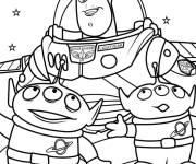 Coloriage L'astronaute Buzz l'&eacute;clair avec les extraterrestres