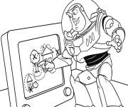 Coloriage L'astronaute Buzz l'éclair et la carte