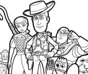 Coloriage Le film des jouets Jessie, Woody et Buzz l'&eacute;clair