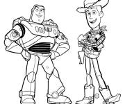 Coloriage Les personnages principaux du film Buzz l'éclair et Woody