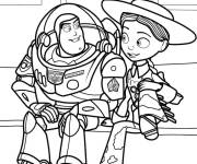 Coloriage Sc&egrave;ne de Buzz Lightyear avec Jessie