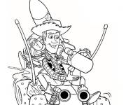 Coloriage et dessins gratuit Woody et Buzz dans la voiture rapide à imprimer