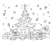 Coloriage Cadeau et Sapin de Noel
