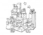 Coloriage Cadeaux de Noel en noir et blanc