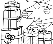 Coloriage Cadeaux de P&egrave;re No&euml;l pour enfant