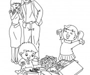 Coloriage Le Joie des enfants de leurs Cadeaux