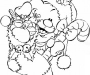 Coloriage Ours mignon porte des Cadeaux de Noel