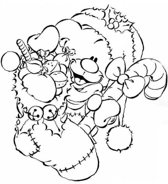 Coloriage Ours Mignon Porte Des Cadeaux De Noel Dessin