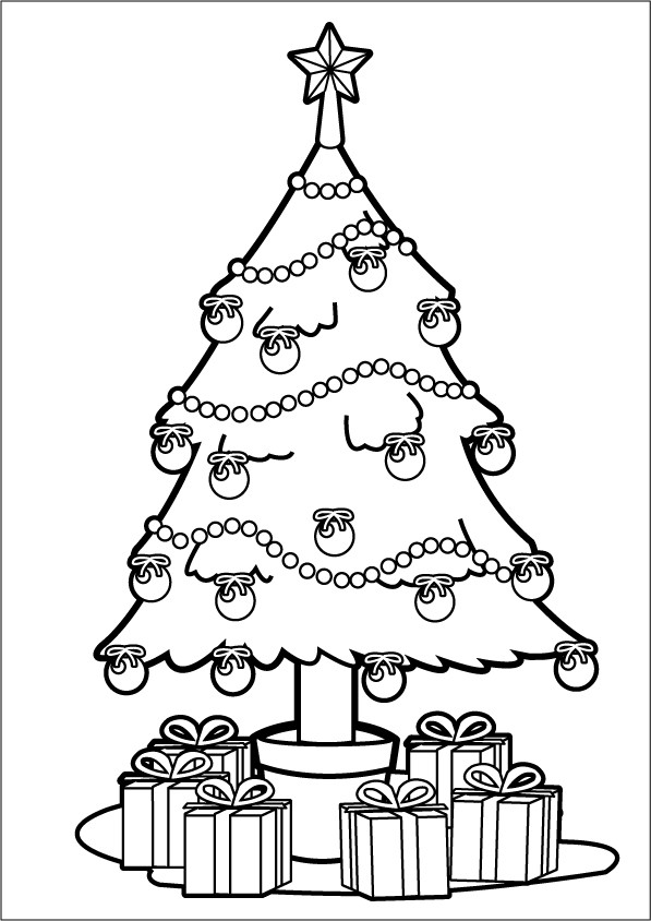 Coloriage Sapin de Noël vecteur dessin gratuit à imprimer