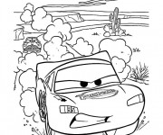 Coloriage Flash Mcqueen dans le d&eacute;sert Disney