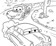 Coloriage Flash Mcqueen en poursuite Disney