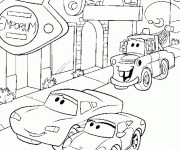 Coloriage et dessins gratuit Les voitures dans la rue Disney à imprimer