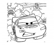 Coloriage et dessins gratuit Cars Flash Mcqueen course dans le Désert à imprimer