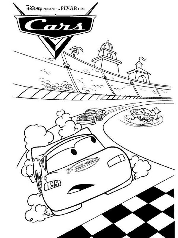Coloriage Cars Flash Mcqueen en tête de la course cars flash mcqueen en tete de la course