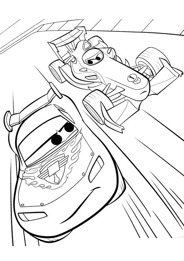 Coloriage Cars Flash Mcqueen et Formula 1 dessin gratuit à cars flash mcqueen et formula 1