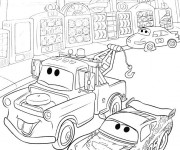 Coloriage Martin et  Flash Mcqueen se prom&egrave;nent