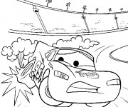 Coloriage Pneu de Flash Mcqueen explose