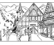 Coloriage Chalet au Ski