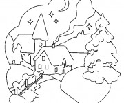 Coloriage et dessins gratuit Chalet dans Le Village à imprimer