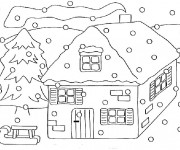 Coloriage Chalet en Hiver