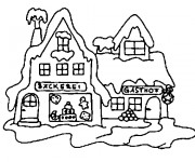 Coloriage et dessins gratuit Chalet enneigé à imprimer