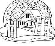 Coloriage et dessins gratuit Chalet et La Neige à imprimer