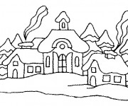 Coloriage et dessins gratuit Des Chalets de Montagne à imprimer