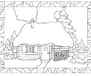 Coloriage et dessins gratuit Paysage d'un Chalet à imprimer