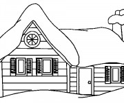 Coloriage Un Chalet en noir et blanc