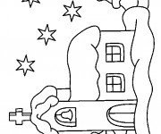 Coloriage et dessins gratuit Une Église La Nuit à imprimer