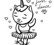 Coloriage Ballerine chat licorne