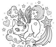 Coloriage Charmante chat licorne 