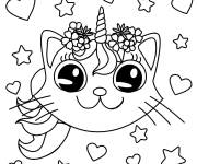 Coloriage Chat avec corne de licorne