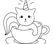 Coloriage Chat licorne &agrave; colorier