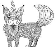 Coloriage Chat licorne anti-stress
